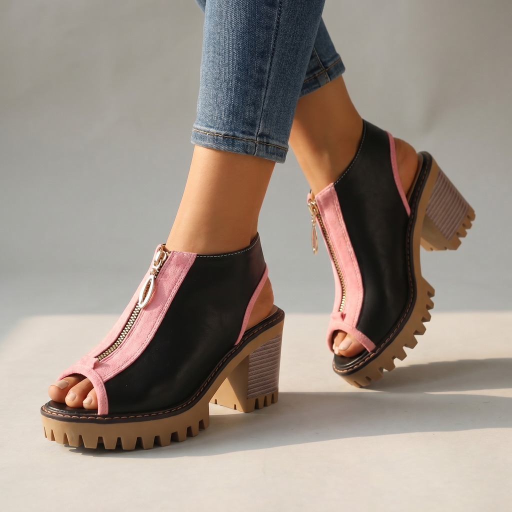 Larissa | Womens Zipper Block Heels