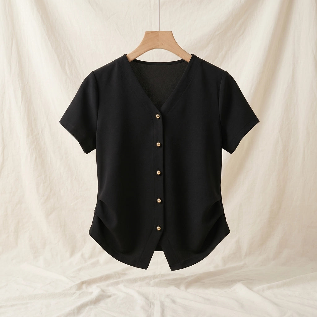 Liana button-down blouse - Color:Black;Size:S