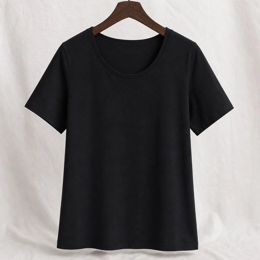 Heath Cotton V-Neck T-Shirt - Color:Black;Size:S