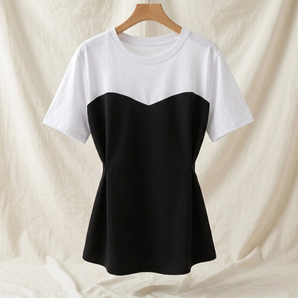 Levi Layered Short-Sleeve Top - Color:Black;Size:S