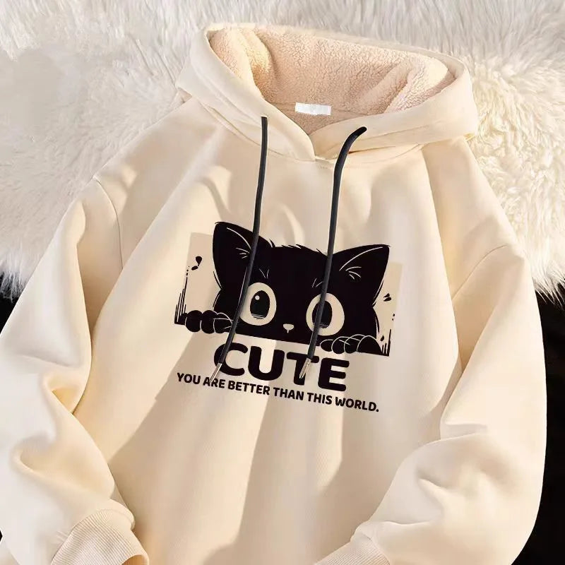 Blair | Women's Cute Hoodie - Color:Beige;Size:S