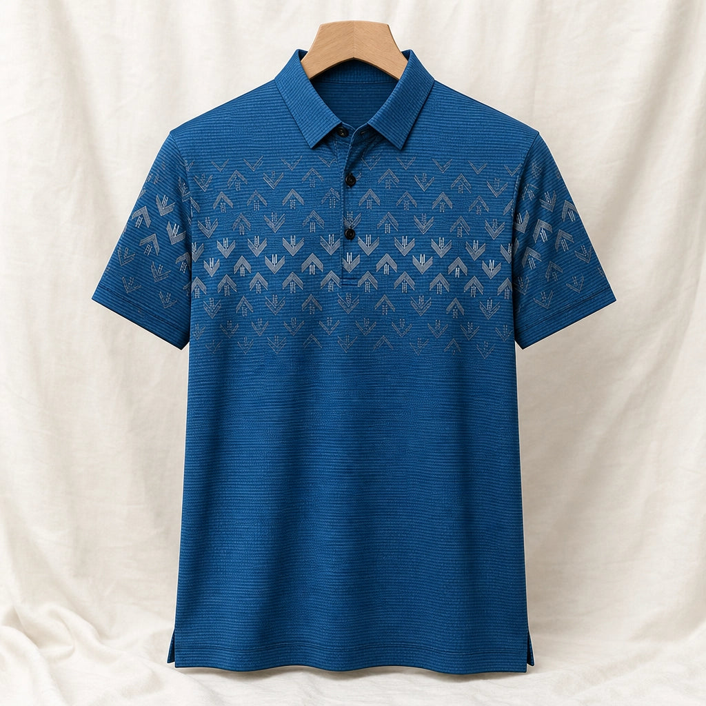 Westbrook Striped Knit Polo Shirt - Color:Blue Green;Size:S