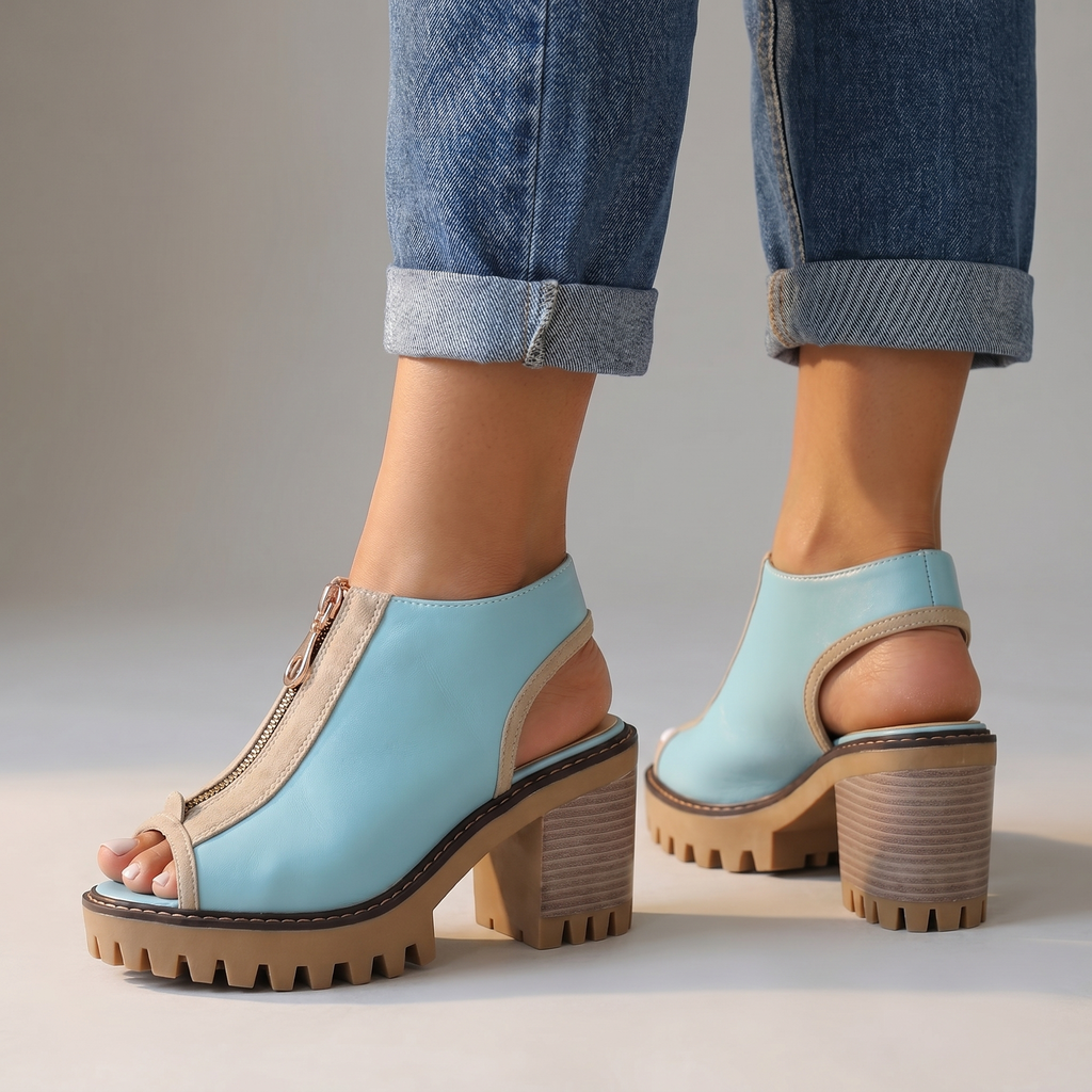 Larissa | Womens Zipper Block Heels