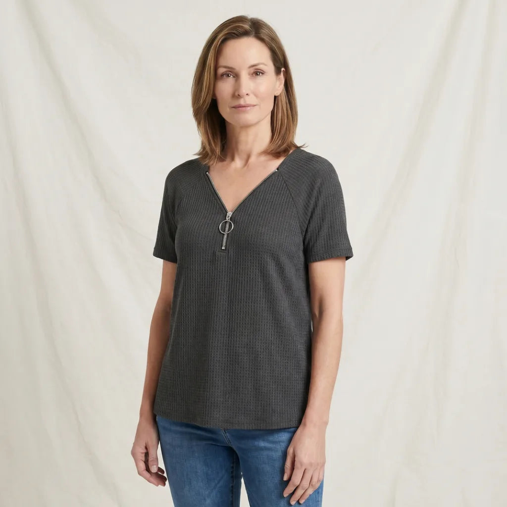 Boone Zip V-Neck T-Shirt