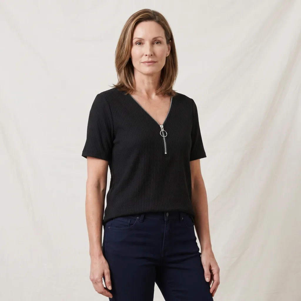 Boone Zip V-Neck T-Shirt