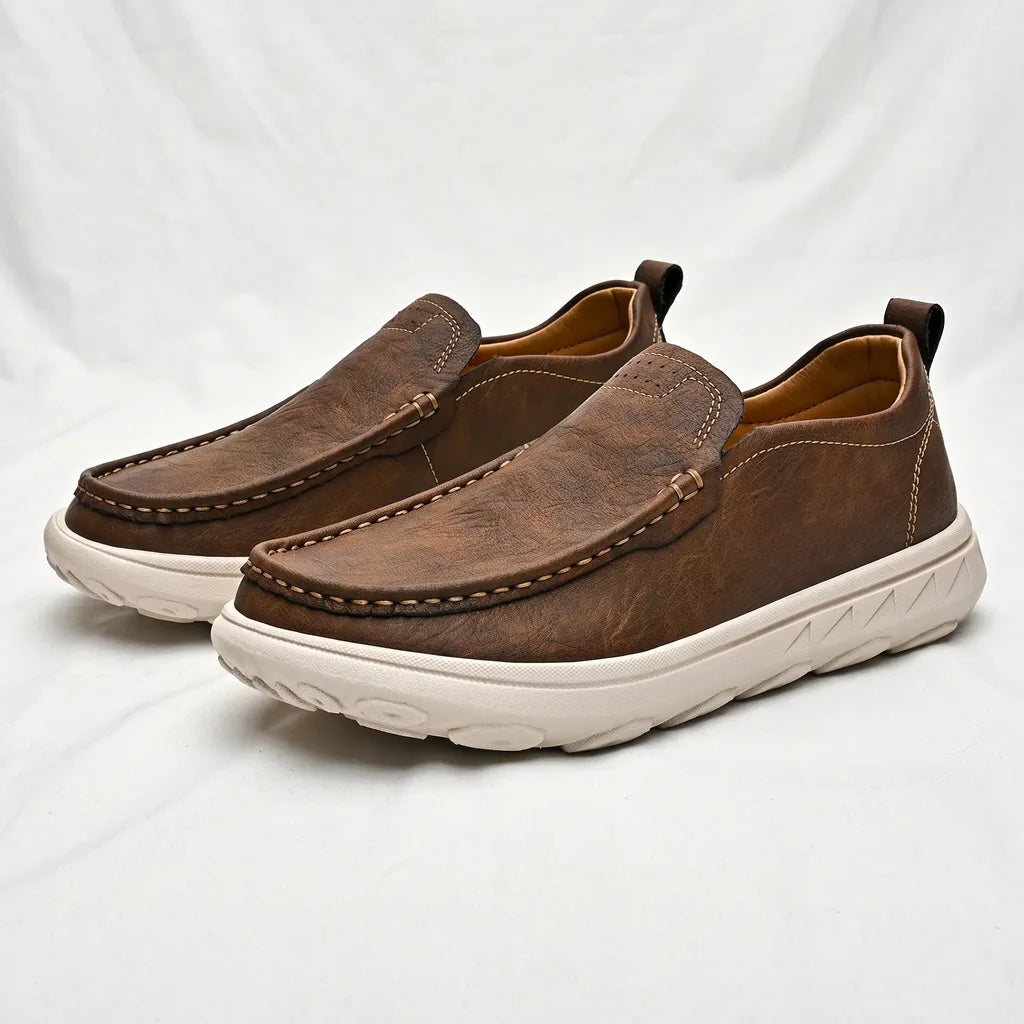 Brandon Leather Loafers - Color:Brown;Size:38