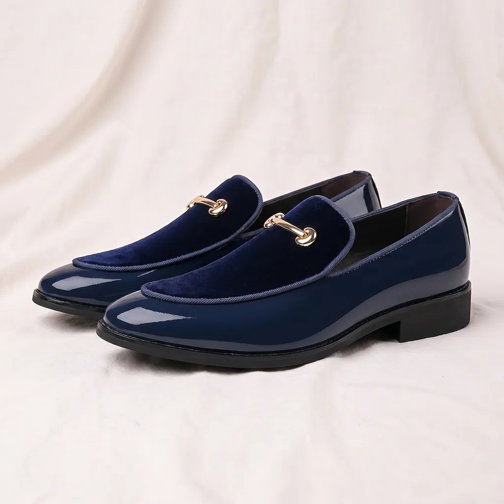 Breckman Velvet Loafers - Color:Blue;Size:38