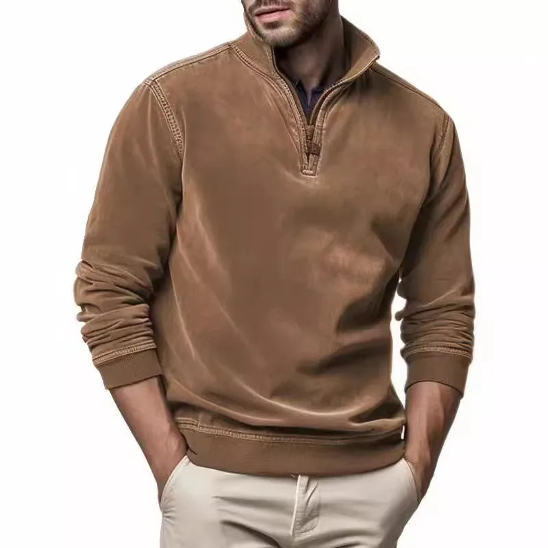 Brewster | Men's Soft Quarter-Zip Jumper - Color:Brown;Size:S