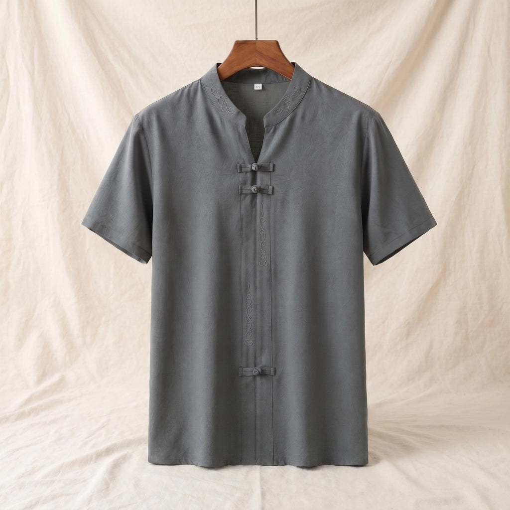 Briggs Mandarin Collar T-Shirt - Color:Dark Gray;Size:S