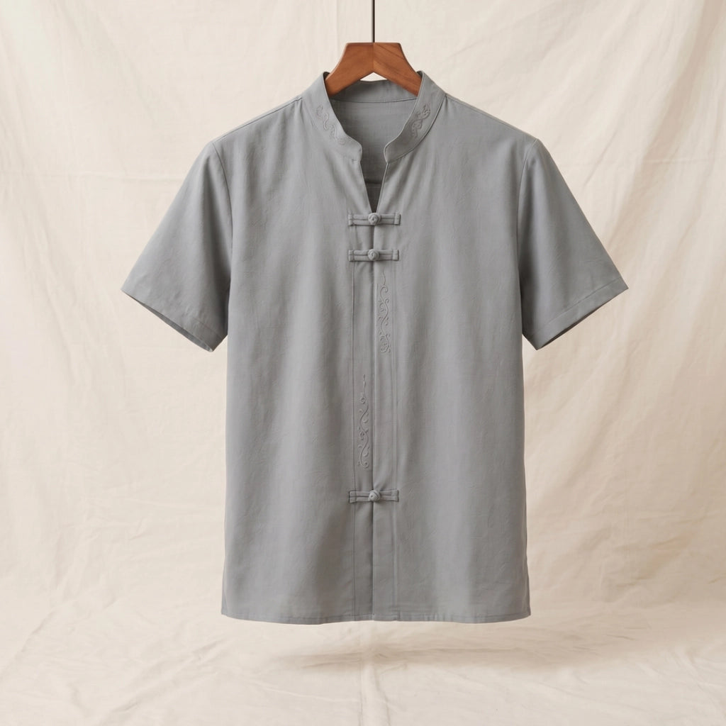 Briggs Mandarin Collar T-Shirt - Color:Light Gray;Size:S