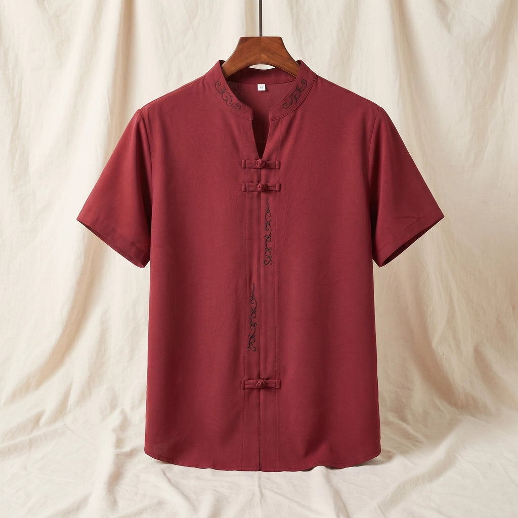 Briggs Mandarin Collar T-Shirt - Color:Red;Size:S
