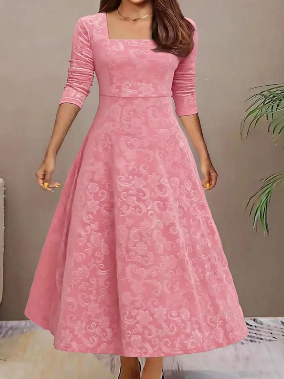 Bryn  | Women's Elegant Christmas Dress - Size:S;Color:Pink