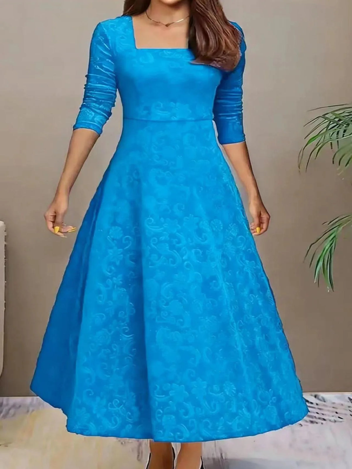 Bryn  | Women's Elegant Christmas Dress - Size:S;Color:Sky Blue