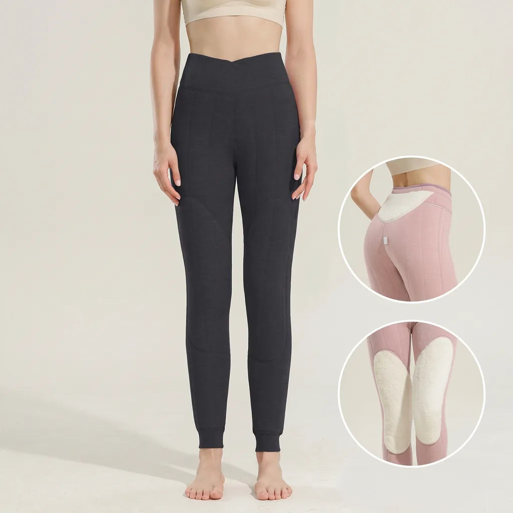 Bryony | Wool Fleece Lined Leggings - Size:M;Color:Black