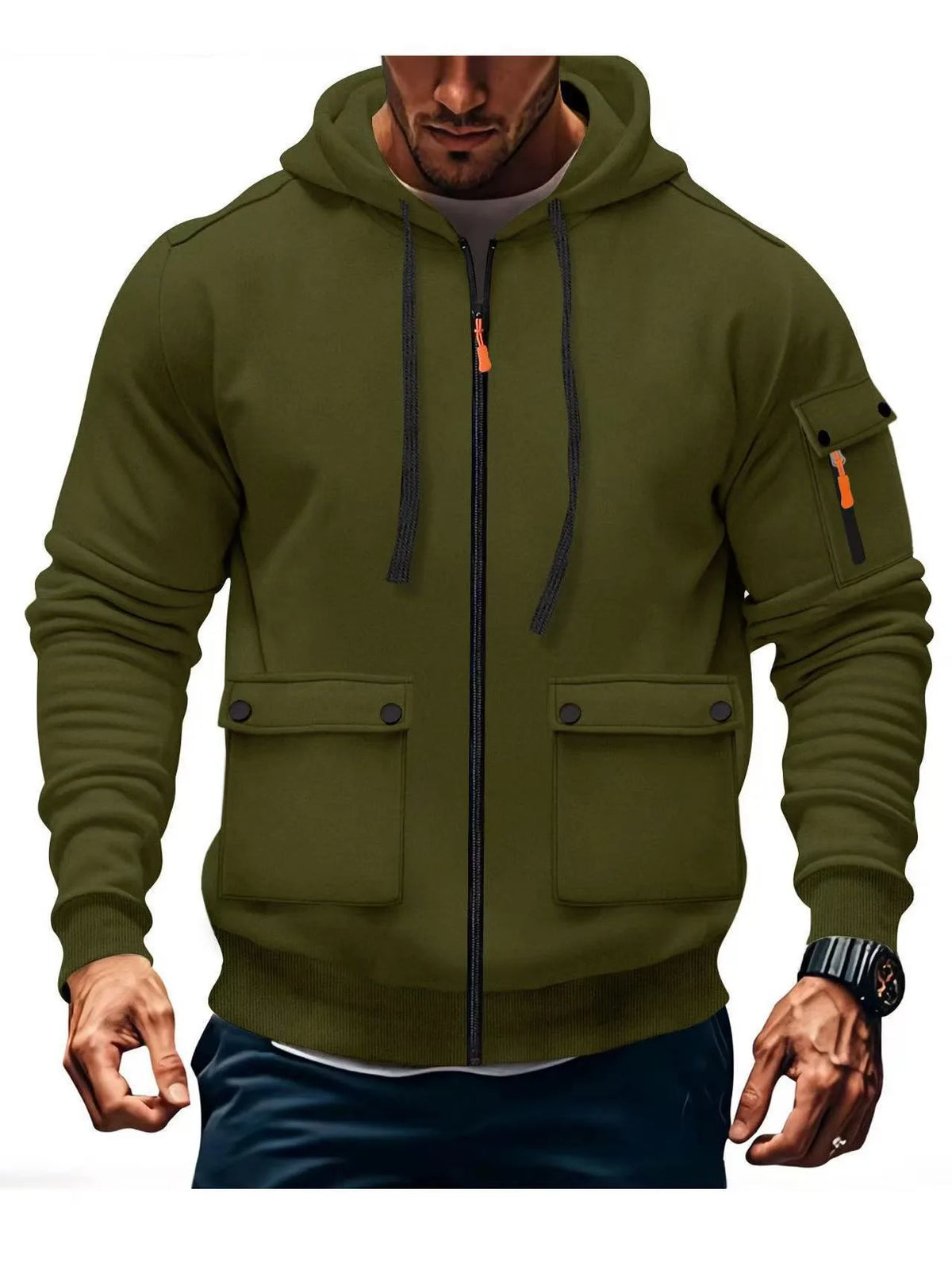 Caldwell | Men's Full Zip Hoodie Jacket - Color:Army Green;Size:XS