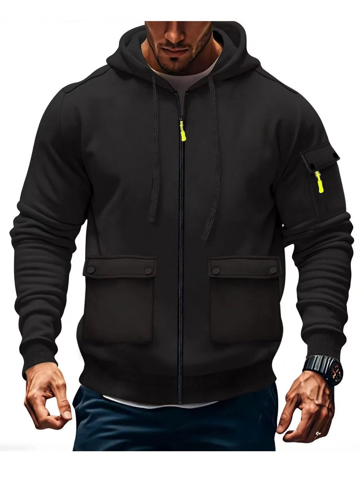 Caldwell | Men's Full Zip Hoodie Jacket - Color:Black;Size:XS