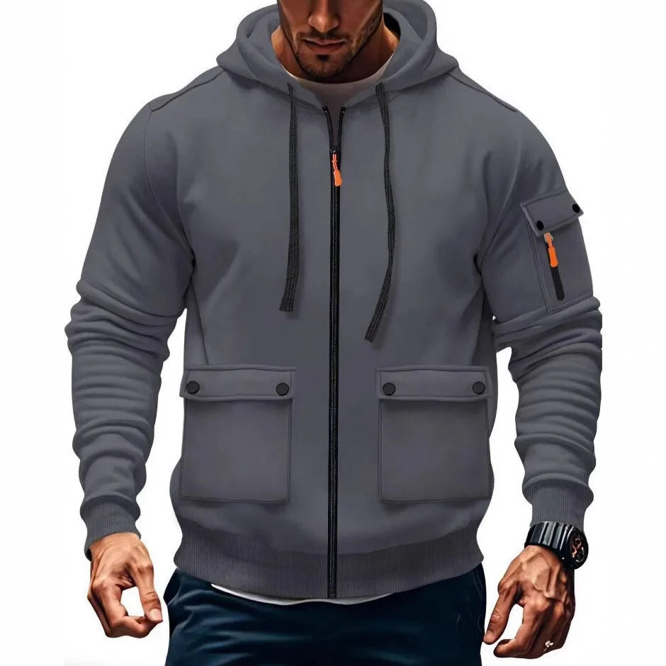 Caldwell | Men's Full Zip Hoodie Jacket - Color:Dark Gray;Size:XS