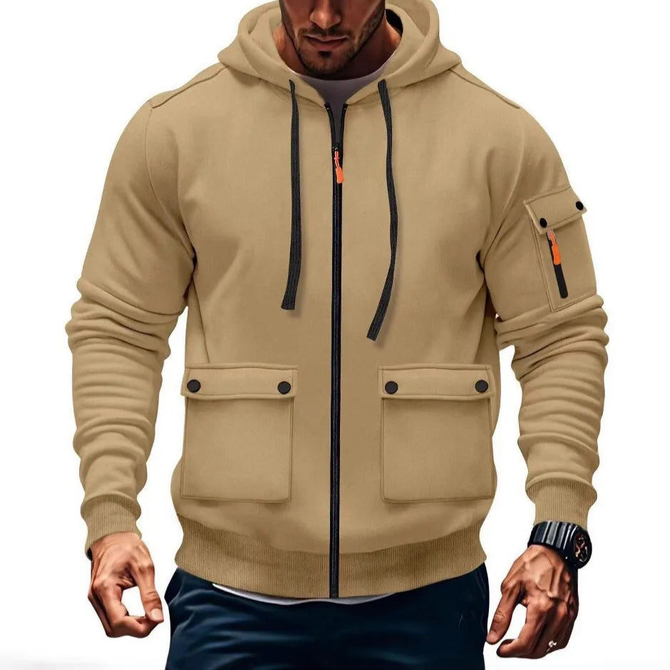 Caldwell | Men's Full Zip Hoodie Jacket - Color:Khaki;Size:XS