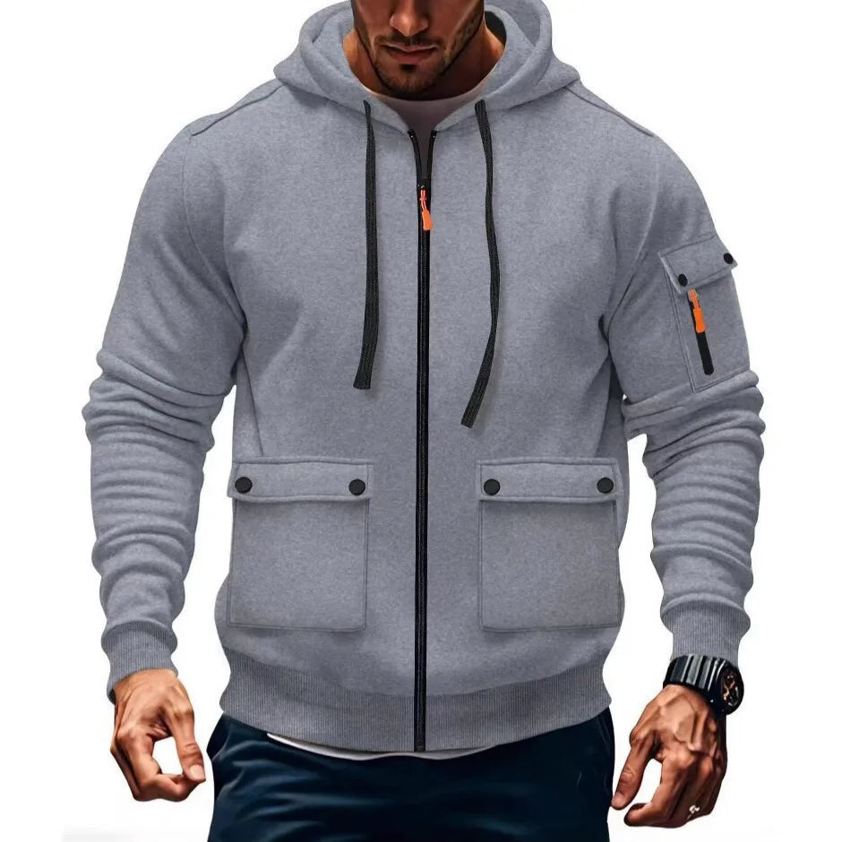Caldwell | Men's Full Zip Hoodie Jacket - Color:Light Gray;Size:XS
