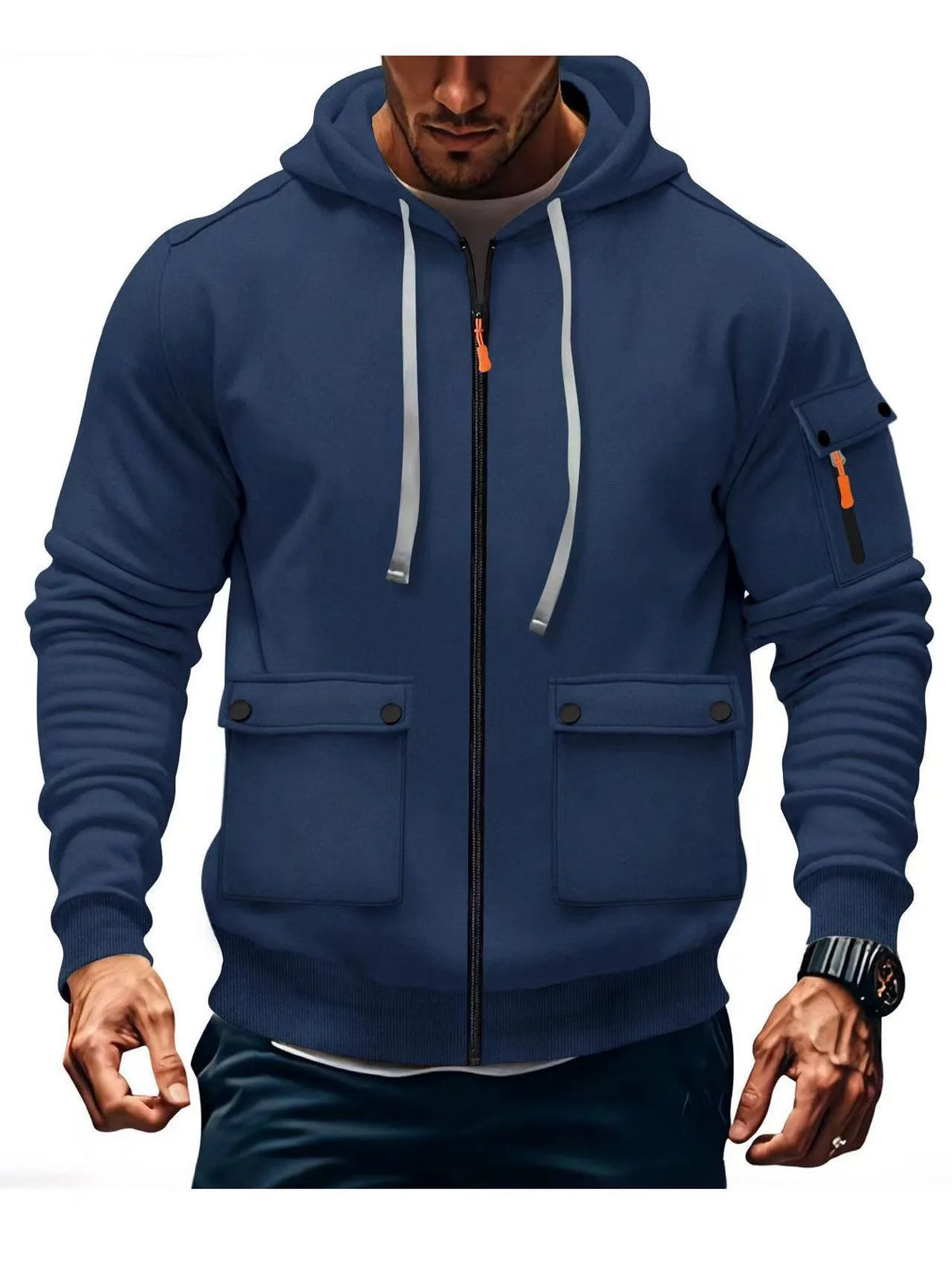 Caldwell | Men's Full Zip Hoodie Jacket - Color:Navy Blue;Size:XS