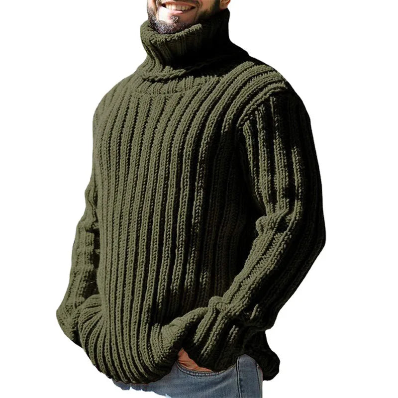 Callan | Men's Ribbed Turtleneck Jumper - Color:Green;Size:S