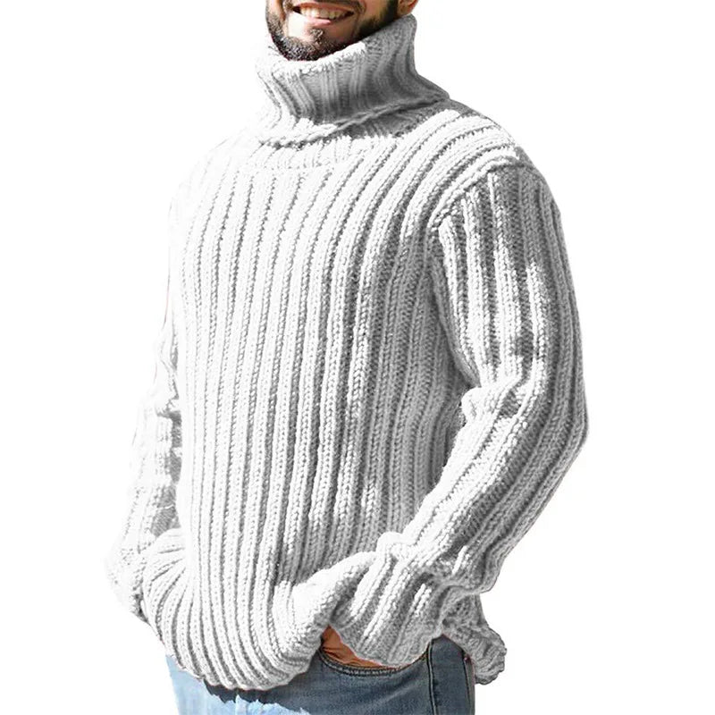 Callan | Men's Ribbed Turtleneck Jumper - Color:White;Size:S