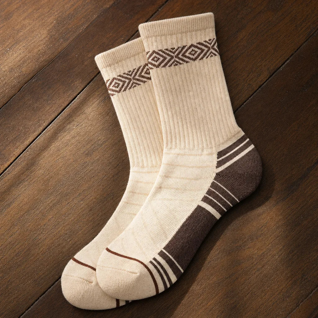 Callix Patterned Crew Socks - Color:Beige;Size:M