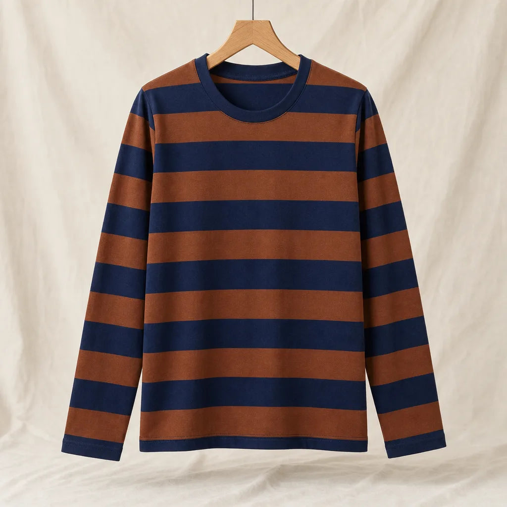 Women's Brown Camilla Striped Long-Sleeve Top