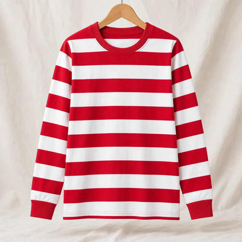 Camilla Striped Long-Sleeve Top - Color:Red;Size:S