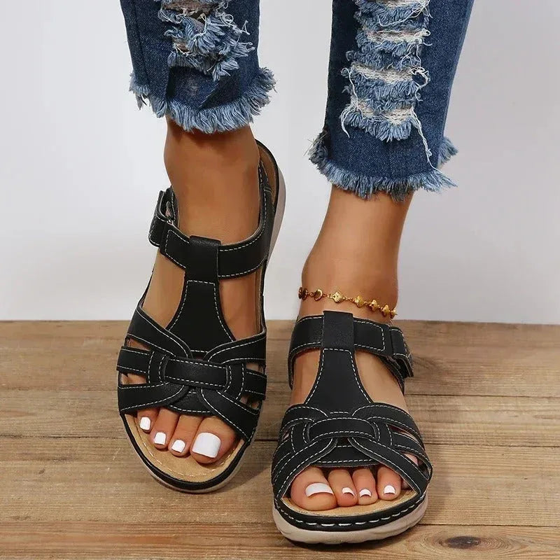 Camille Comfort Strap Sandals - Color:Black;Size:35