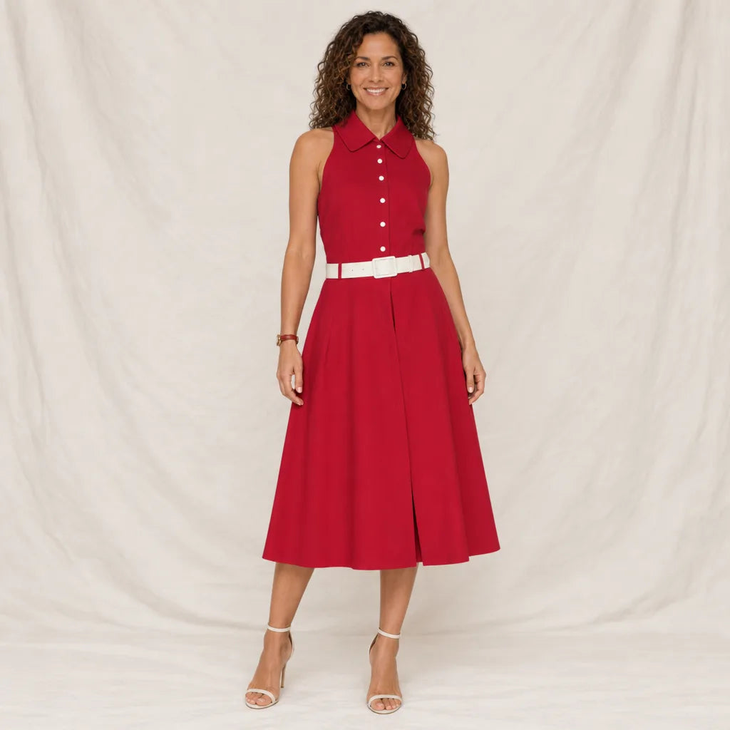 Women's Red Weston Sleeveless Midi Dress