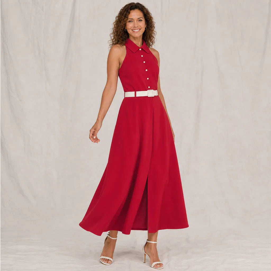 Women's Red Weston Sleeveless Midi Dress