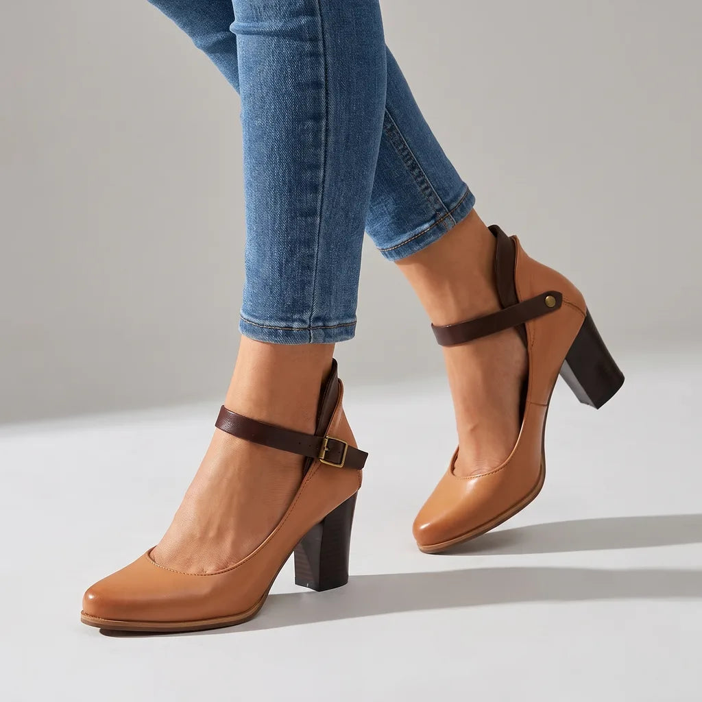 Camille | Womens Platform Mary Jane Heels Shoes - Color:Brown;Size:35