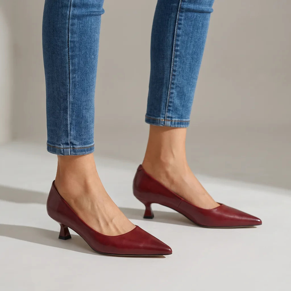 Women's Red Imogen Pointed Leather Pumps
