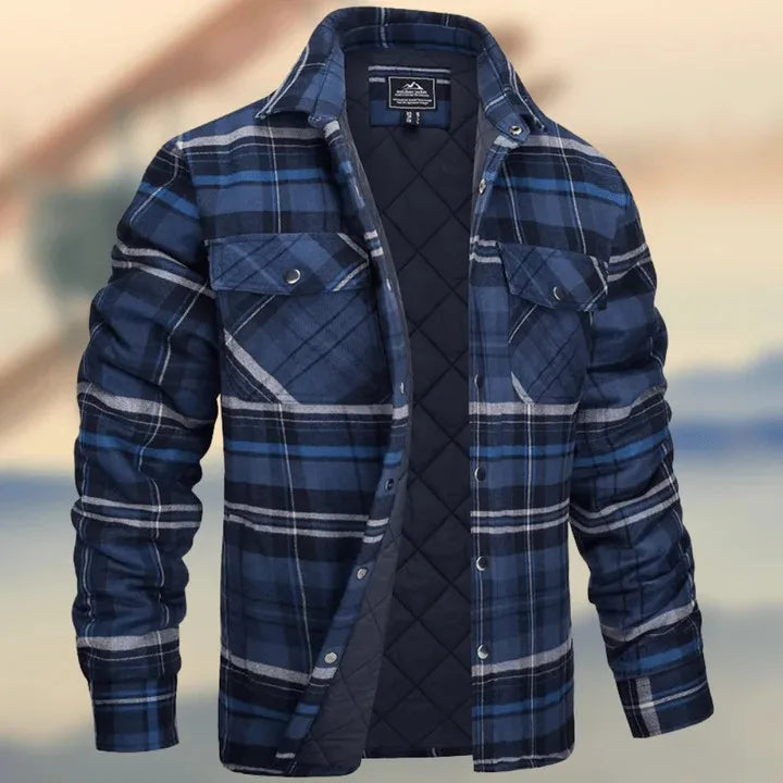 Carlton | Quilted Check Shirt Jacket - Size:XS;Color:Navy Blue