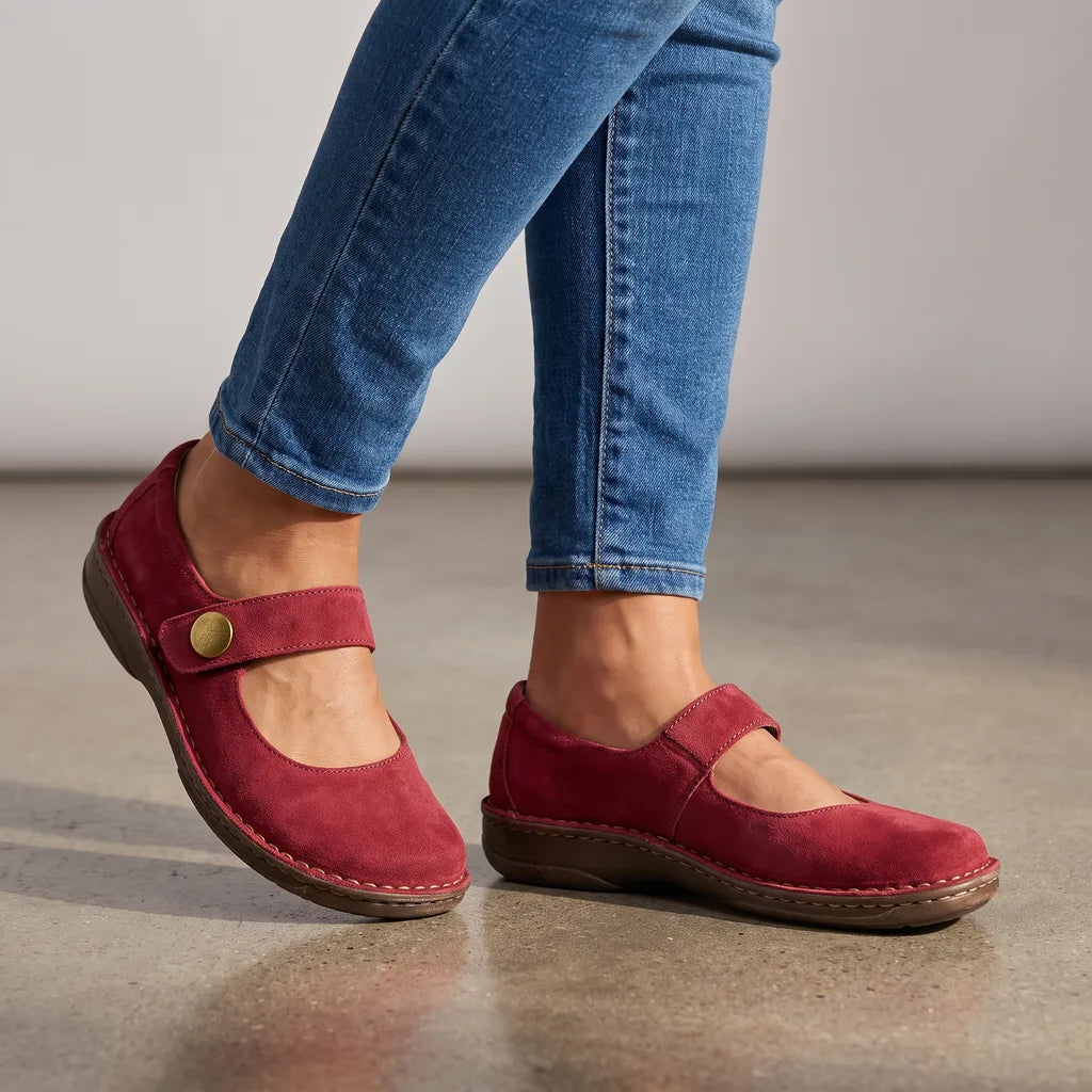 Cassia Wedge Mary Jane Flats - Color:Red;Size:35