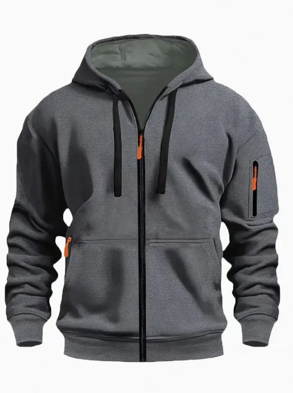Cassius | Men's Zip Up Hooded Jacket - Size:XS;Color:Dark Grey