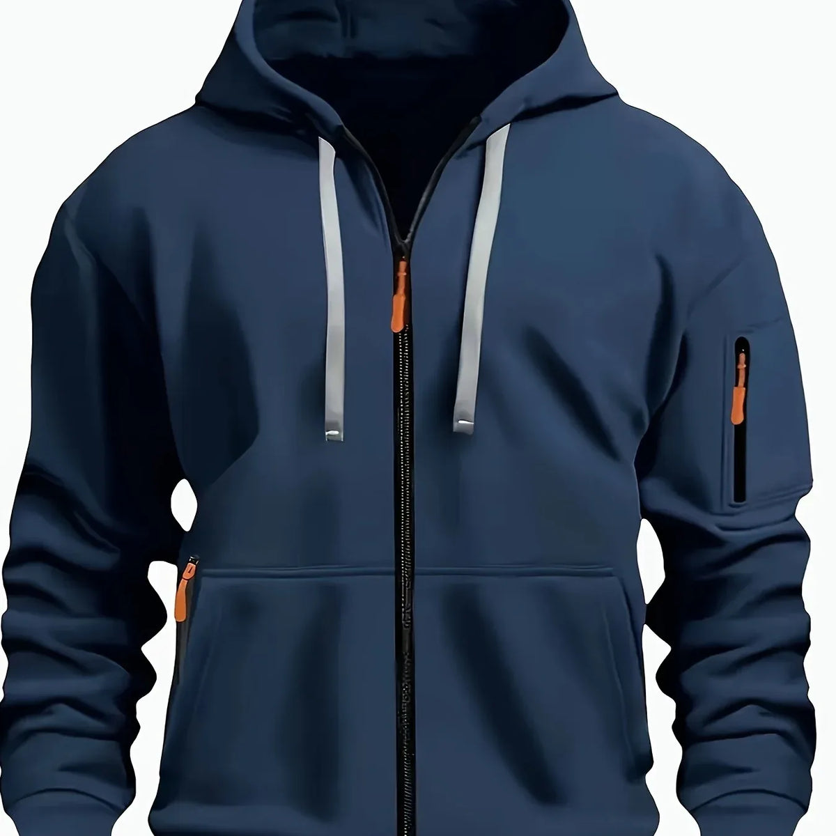 Cassius | Men's Zip Up Hooded Jacket - Size:XS;Color:Navy