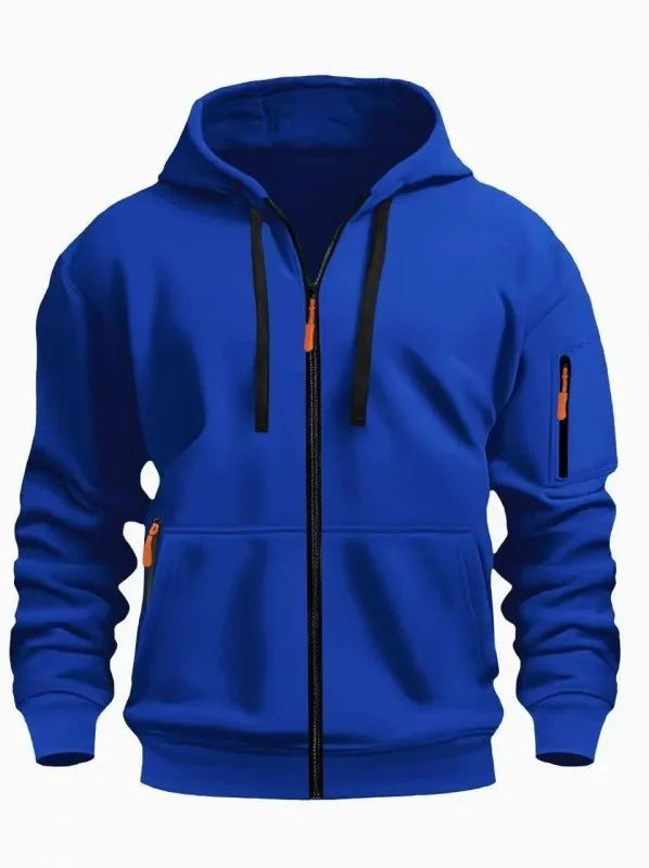 Cassius | Men's Zip Up Hooded Jacket - Size:XS;Color:Royal Blue