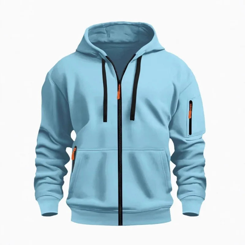 Cassius | Men's Zip Up Hooded Jacket - Size:XS;Color:Sky Blue