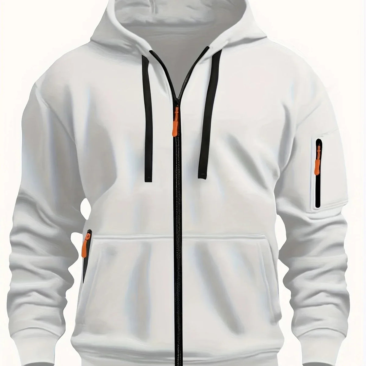 Cassius | Men's Zip Up Hooded Jacket - Size:XS;Color:White