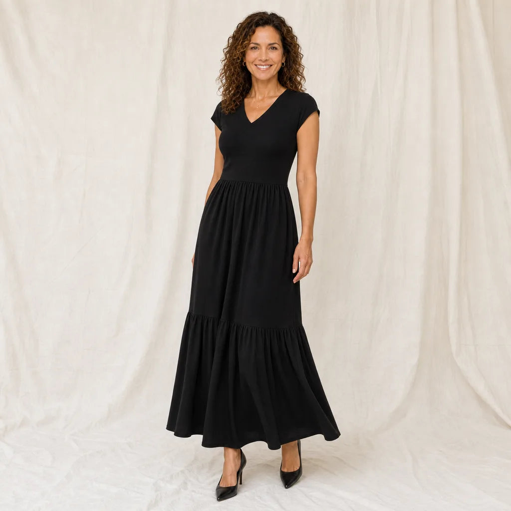Women's Black Newton Belted Midi Dress