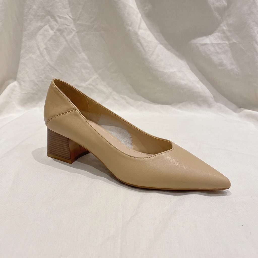 Celeste Low-Block Heels - Color:Khaki;Size:35