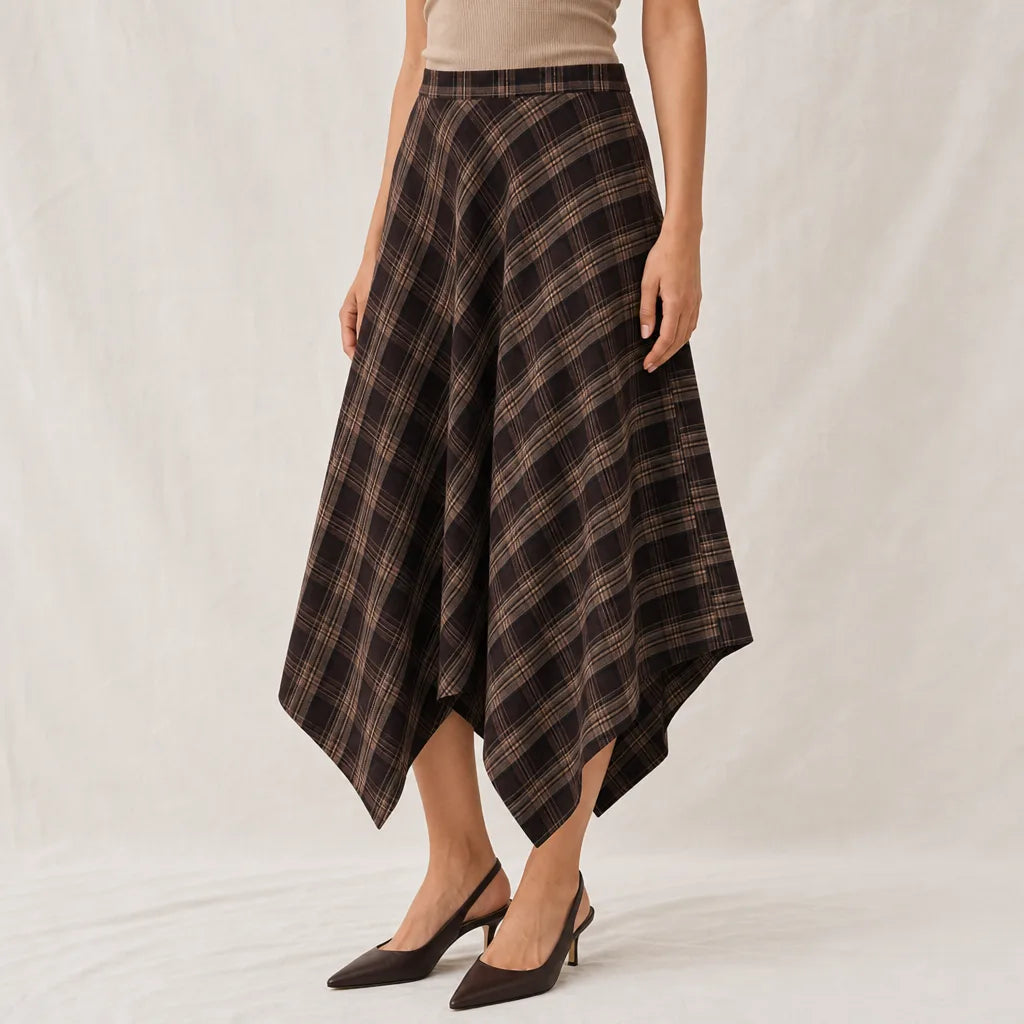 Women's Celia Asymmetric Plaid Skirt