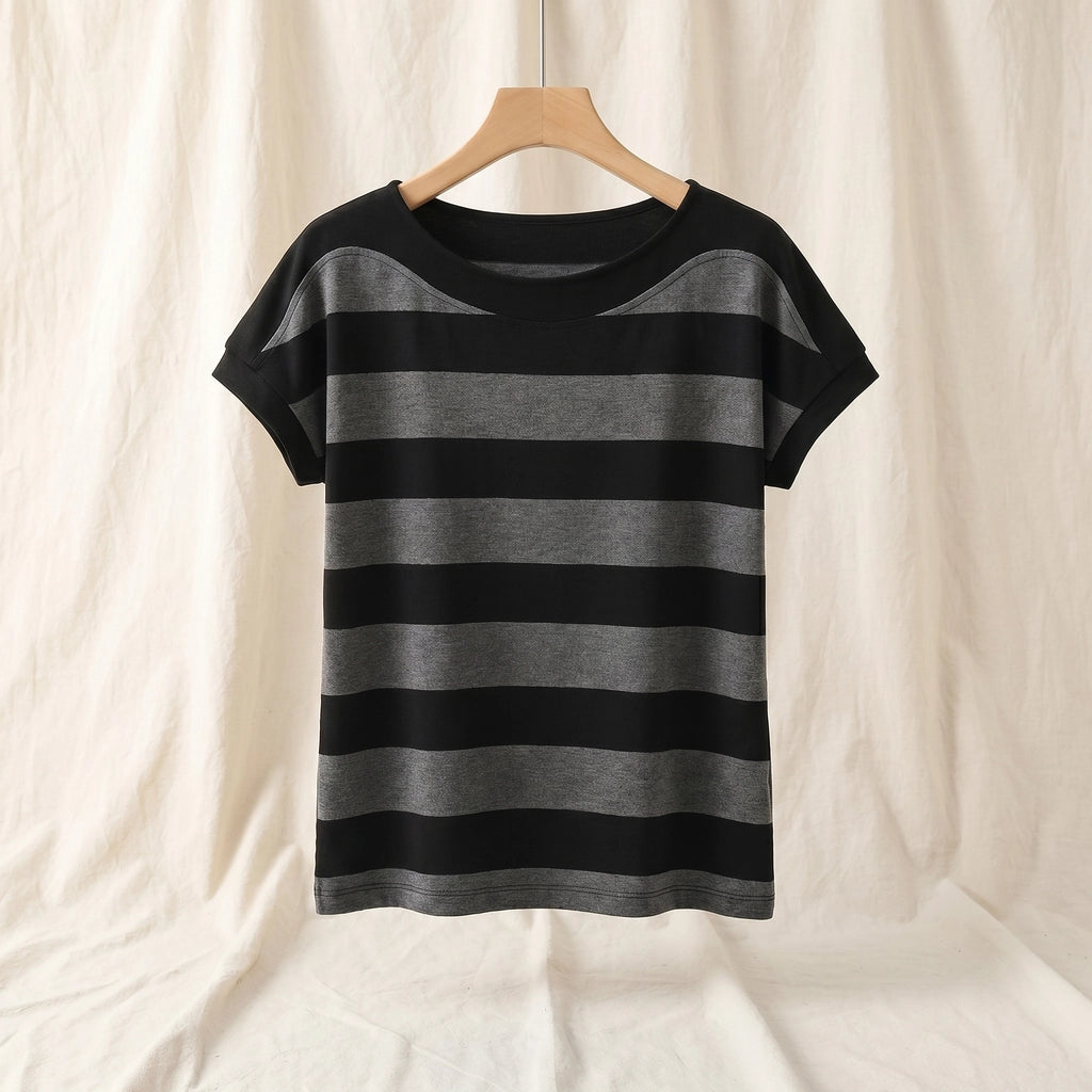 Celine Striped  T-Shirt - Color:Gray;Size:S
