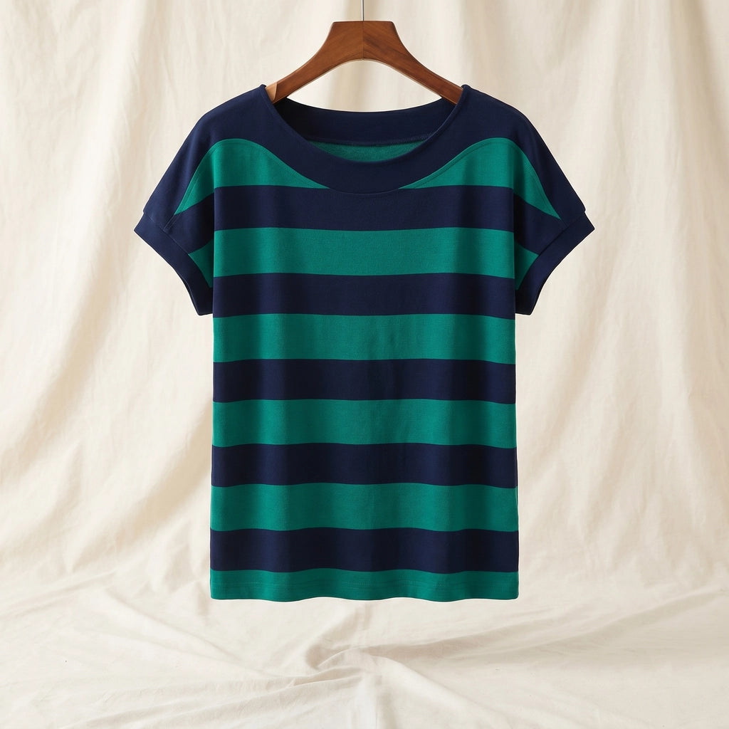 Celine Striped  T-Shirt - Color:Green;Size:S