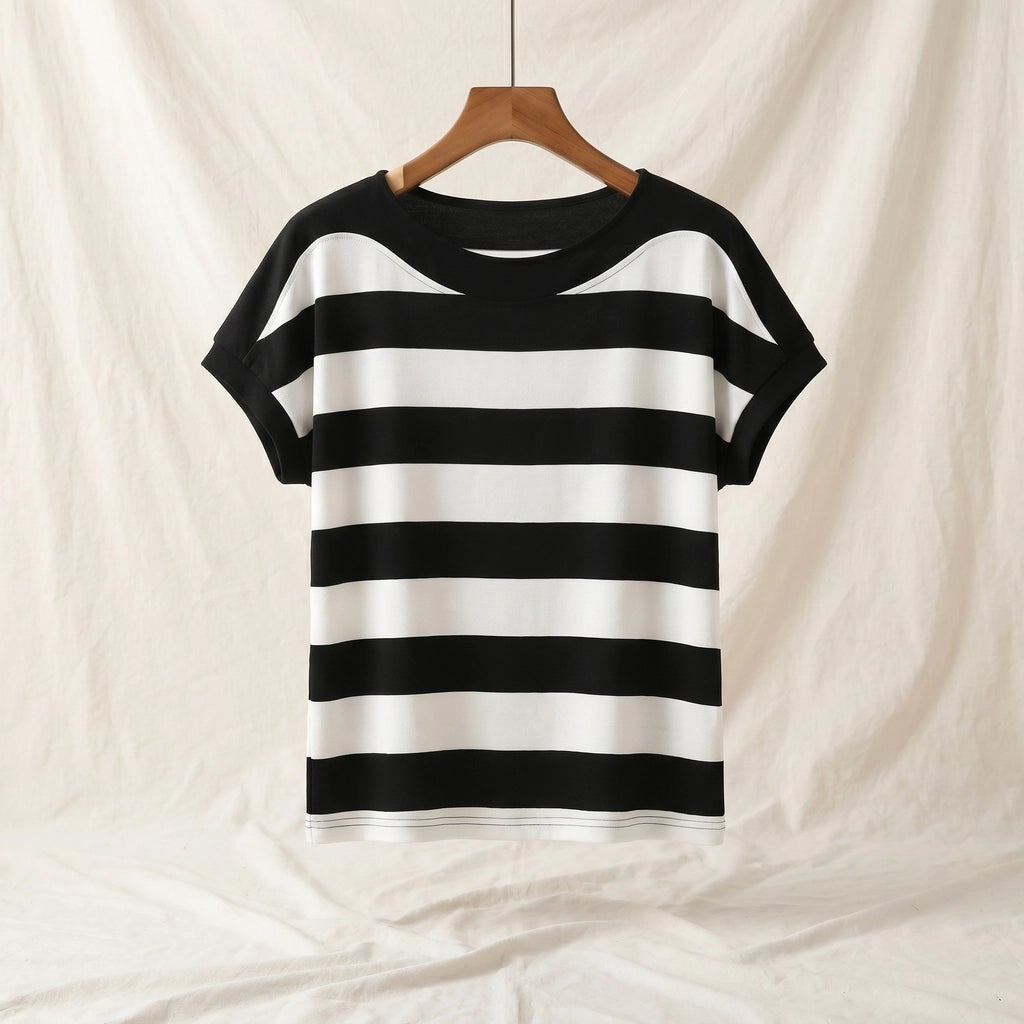 Celine Striped  T-Shirt - Color:White;Size:S