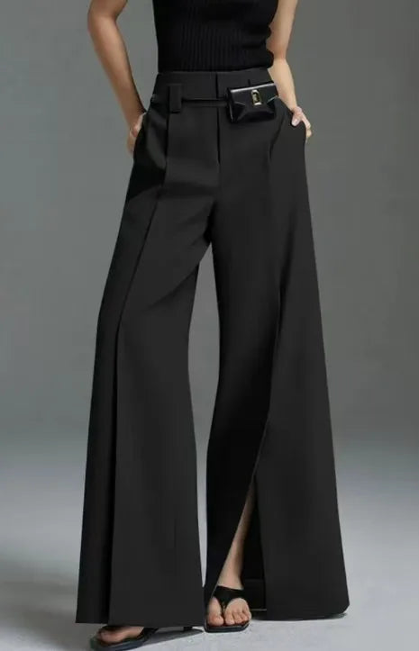 Chase | Wide-Leg Tailored Trousers - Color:Black;Size:XXS