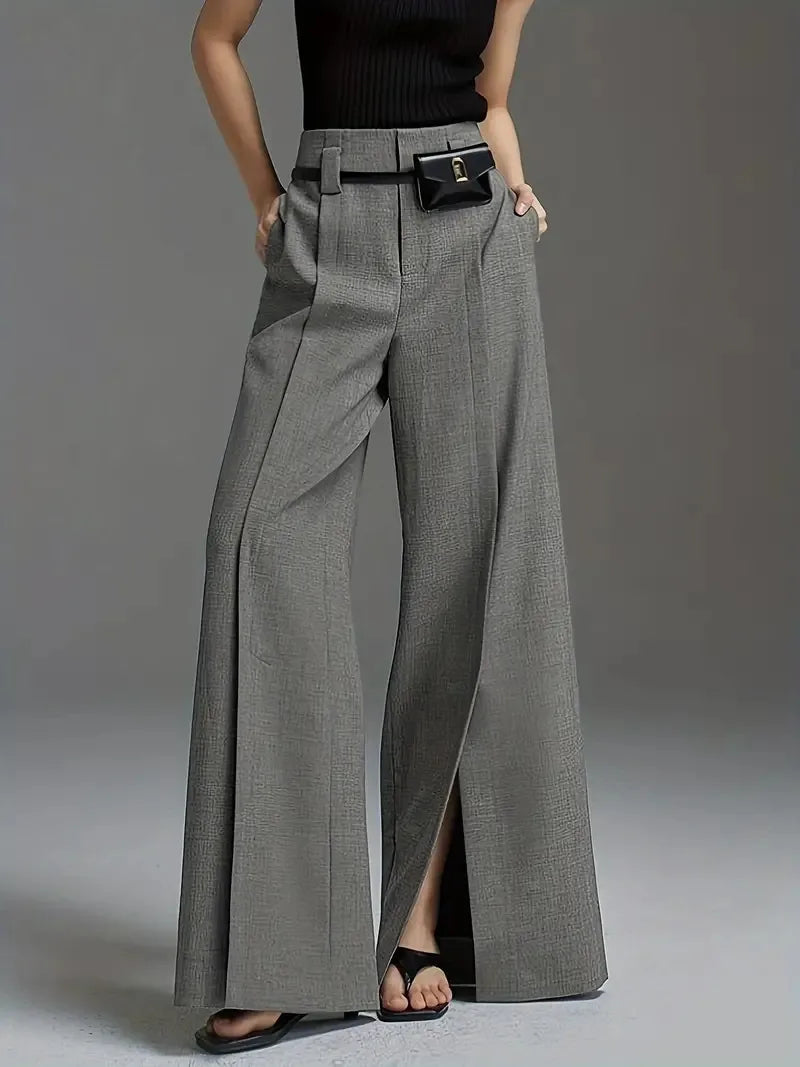 Chase | Wide-Leg Tailored Trousers - Color:Grey;Size:XXS