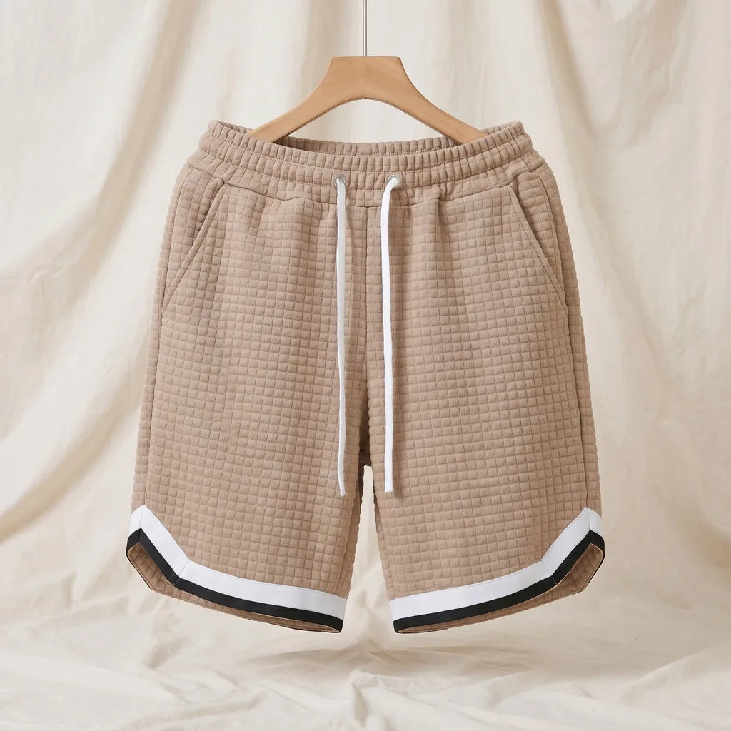 Chatwin Waffle Knit Shorts - Color:Khaki;Size:XS